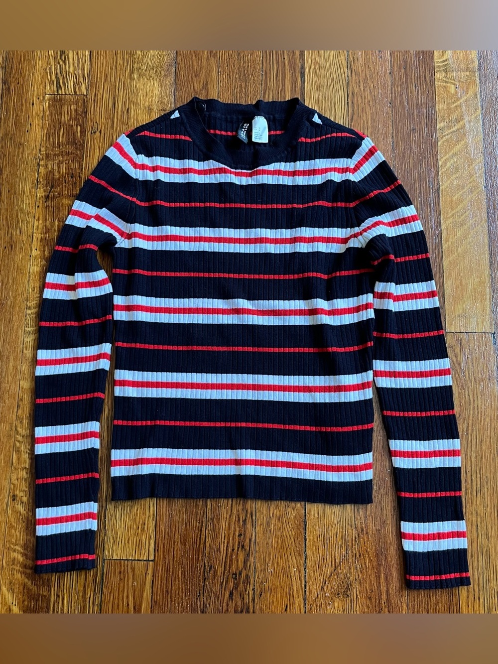 H&M Preppy striped fitted long sleeve sweater